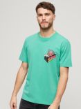 Superdry Neon Travel Chest Loose T-Shirt, Cool Green