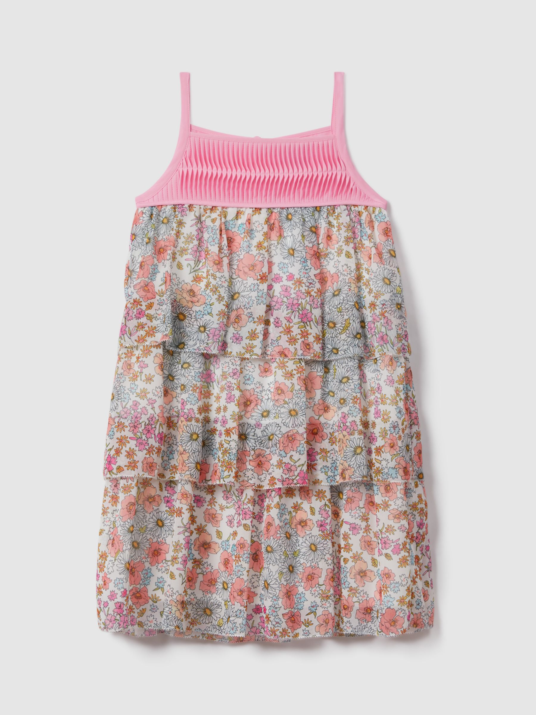 Reiss Kids' Leela Floral Print Summer Dress, Pink/Multi, 4-5 years