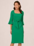 Adrianna Papell Bell Sleeve Tie Front Midi Dress, Vivid Green