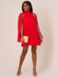 Adrianna Papell Chiffon Ruffle Cape Dress, Red Crush