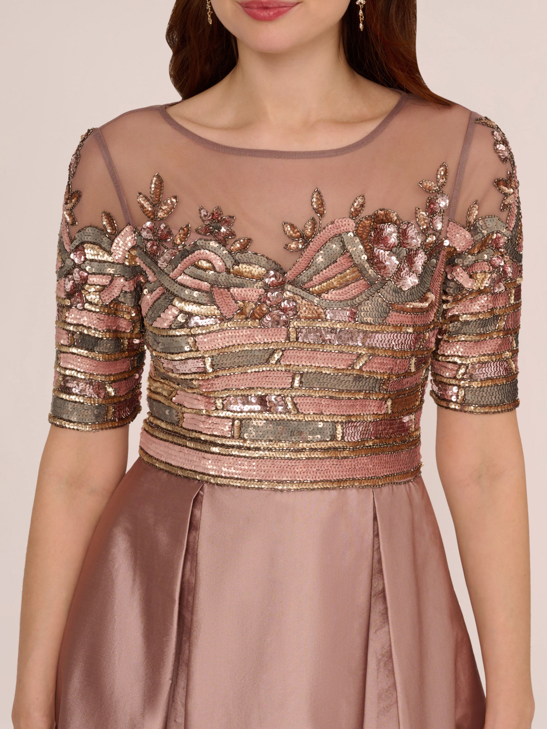 Adrianna Papell Embellished Tafetta Dress Maxi Dress, Stone, 6