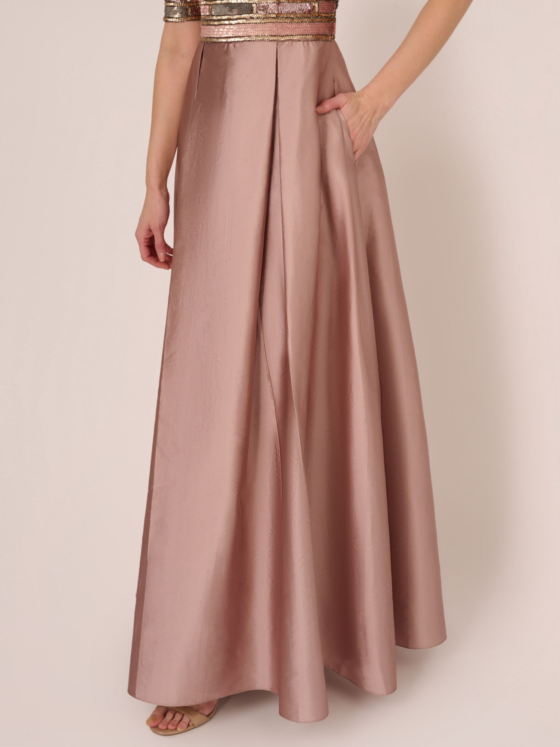 Adrianna Papell Embellished Tafetta Dress Maxi Dress, Stone, 6