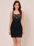 Adrianna Papell Floral Beaded Mini Dress, Navy/Rose Gold