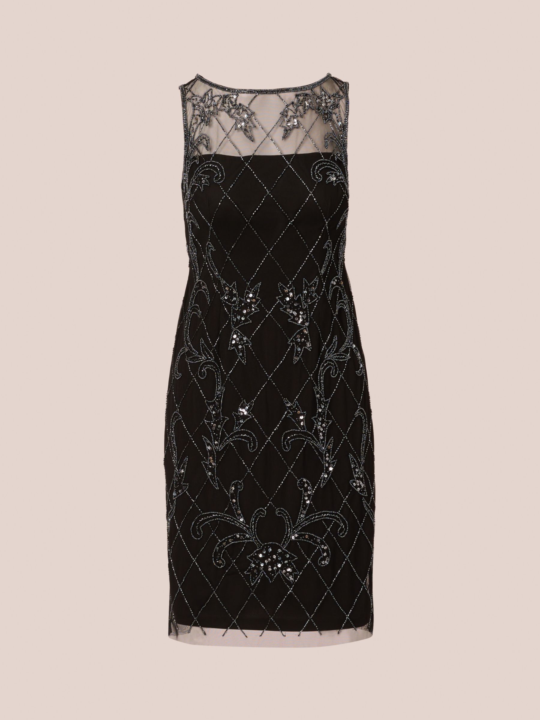 Buy Adrianna Papell Studio Beaded Sheath Dress, Black/Gunmetal Online at johnlewis.com