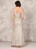 Aidan Mattox by Adrianna Papell Sequin Cowl Neck Dress, Champagne/Silver
