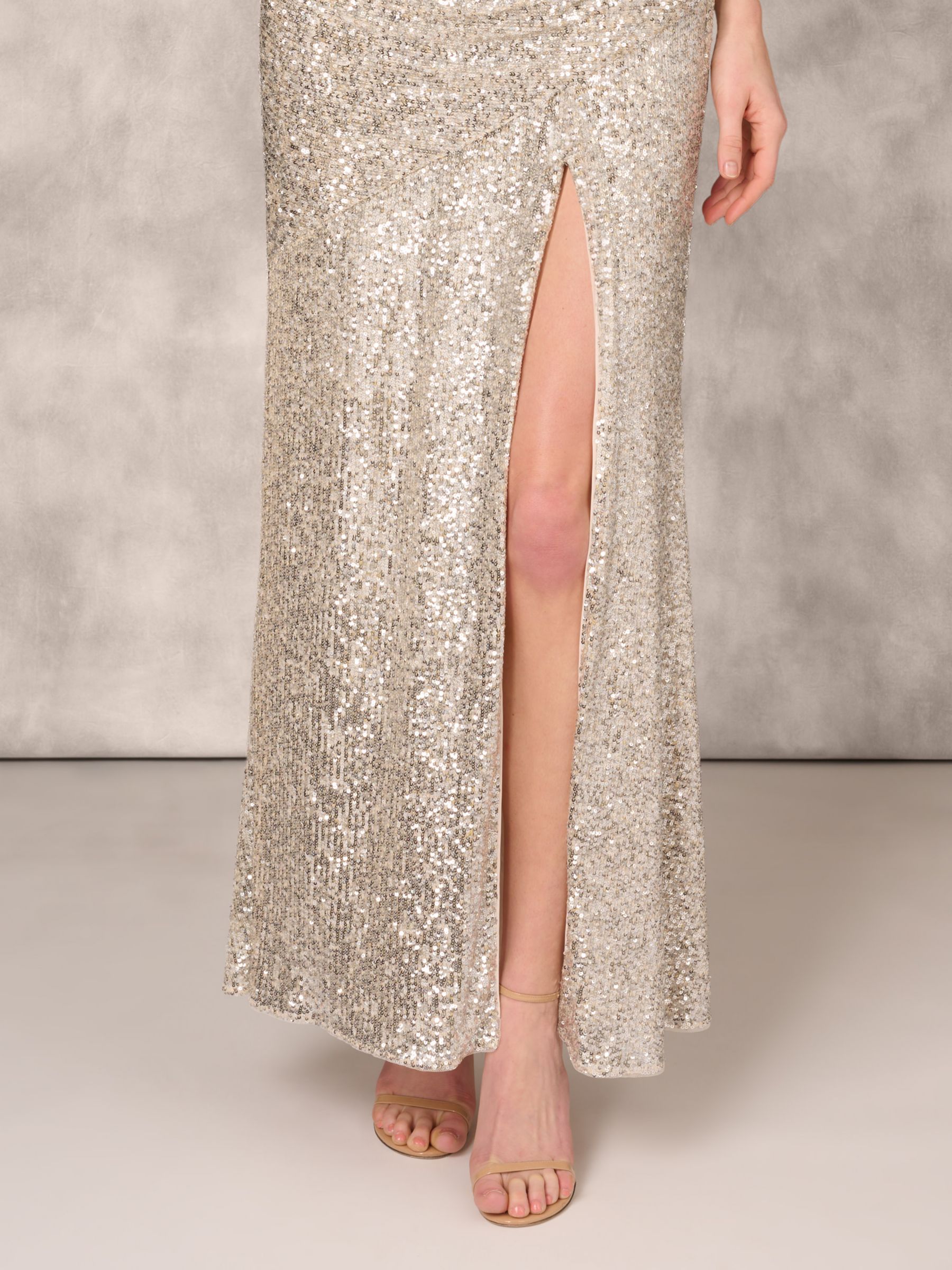 Aidan Mattox by Adrianna Papell Sequin Cowl Neck Dress, Champagne/Silver, 6