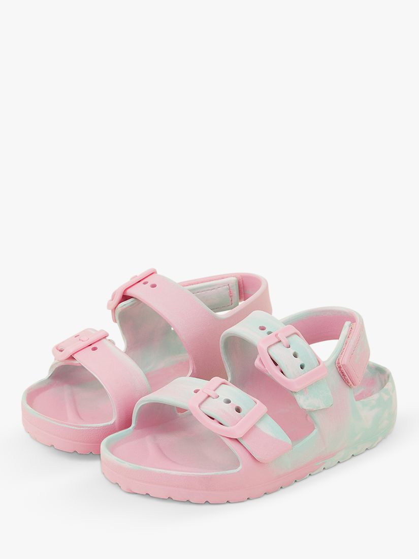 Angels by Accessorize Kids' Swirl Print Buckle Sandals, Pink/Multi, 7/8 Jnr
