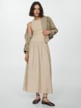 Mango Valvi Ribbed Top Maxi Dress, Pastel Brown