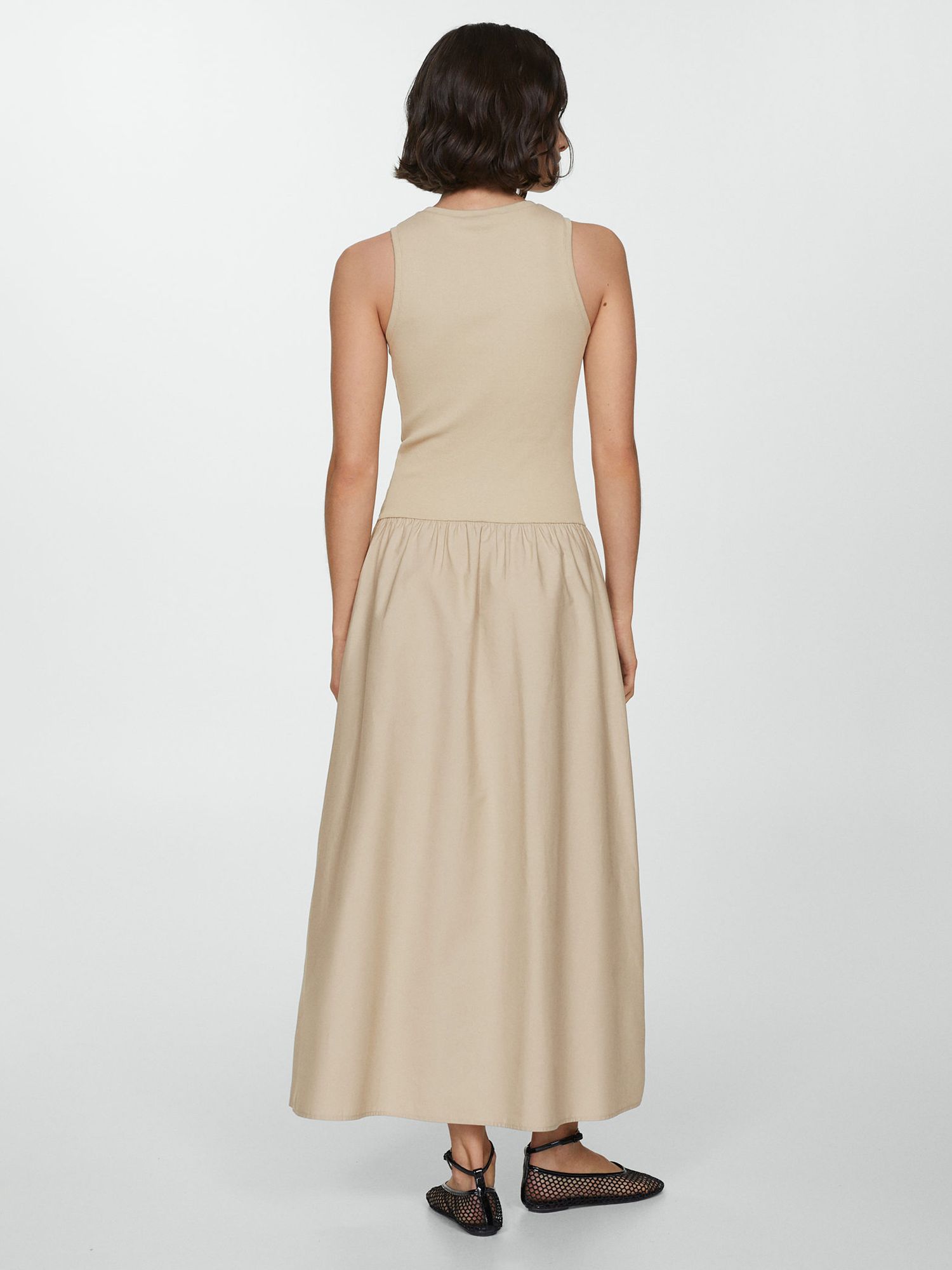 Mango Valvi Ribbed Top Maxi Dress, Pastel Brown