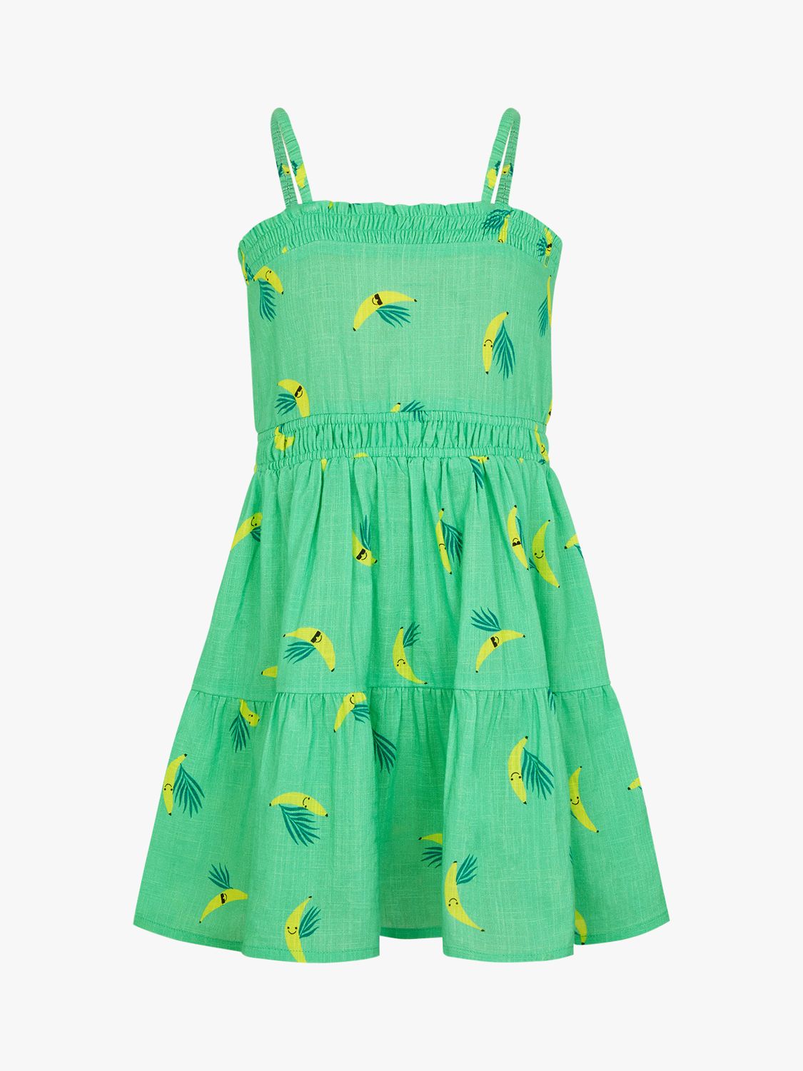 Angels by Accessorize Kids' Banana Print Tiered Dress, Green, 18-24 months