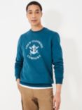 Crew Clothing Embroidered Crew Neck Sweatshirt, Teal Blue