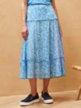 Brora Liberty Cotton Chiffon Midi Skirt, Lapis Fern