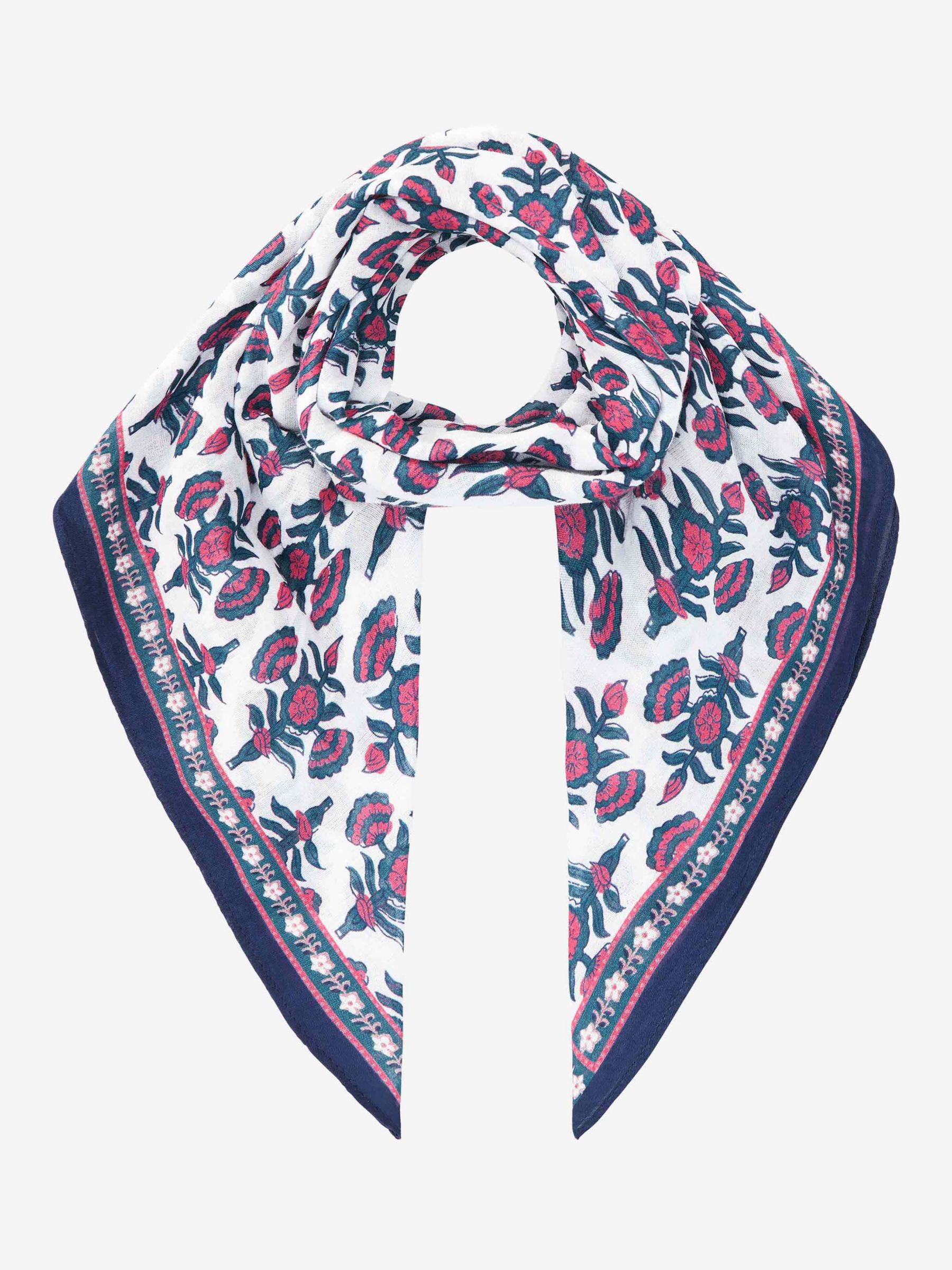 Brora Organic Cotton Square Scarf, Mercury/Rhubarb