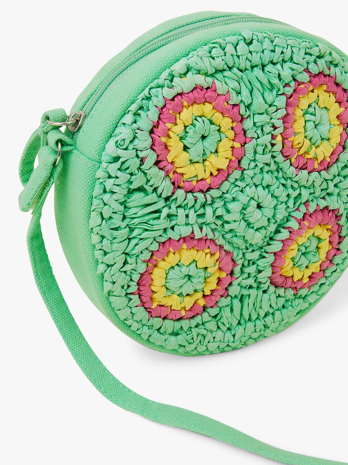Angels by Accessorize Kids' Round Crochet Cross Body Bag, Green/Multi, One Size