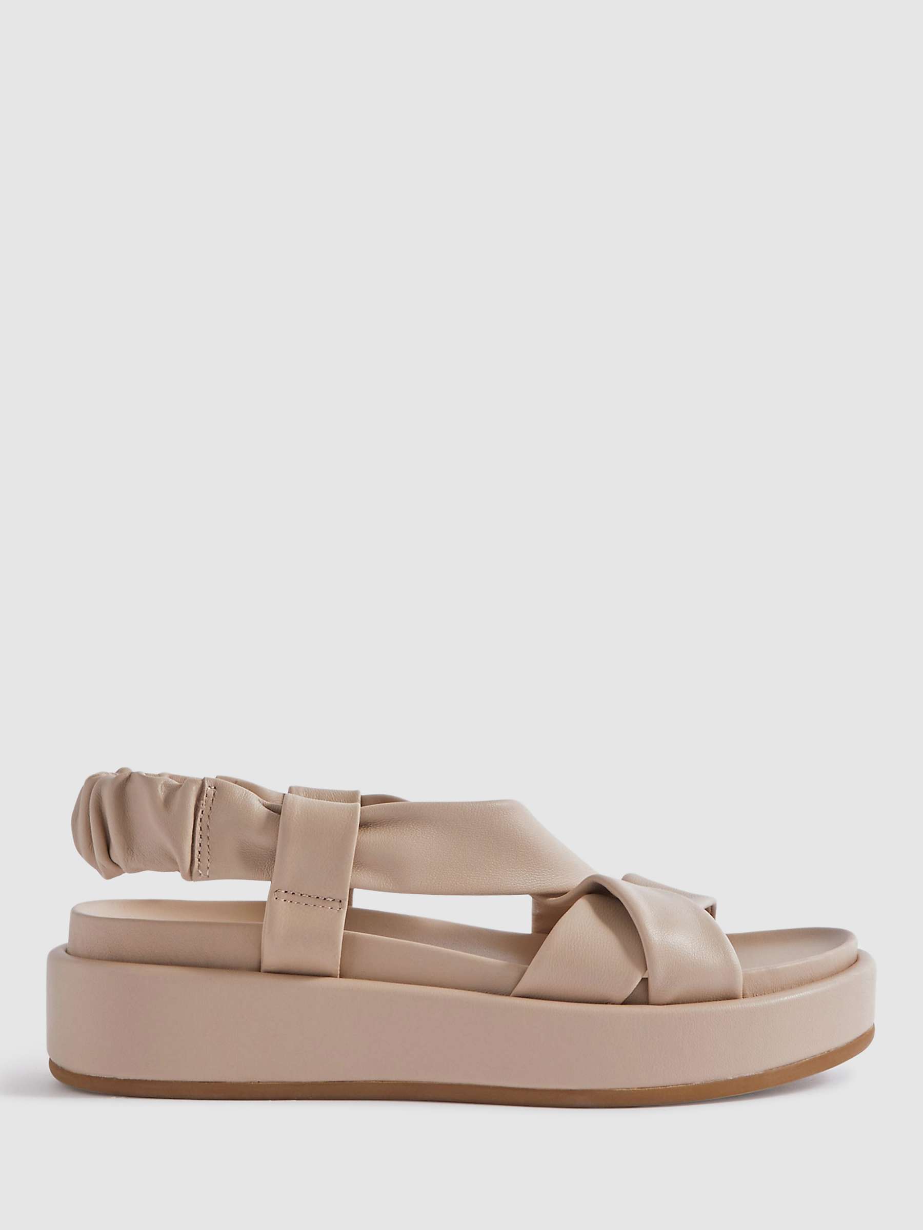 Buy Reiss Melanie Leather Flatform Sandals, Nude Online at johnlewis.com