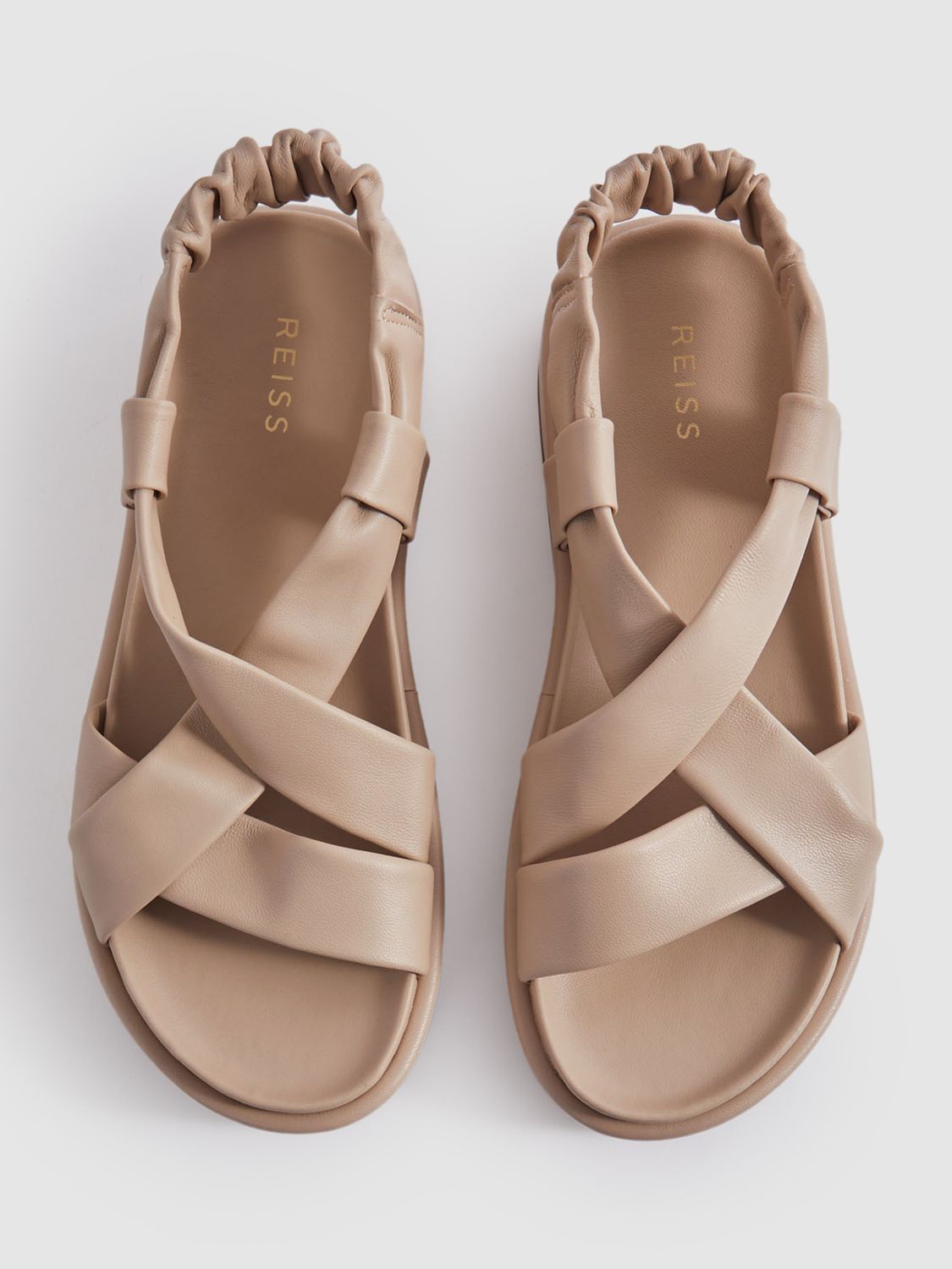 Reiss Melanie Leather Flatform Sandals, Nude, 3