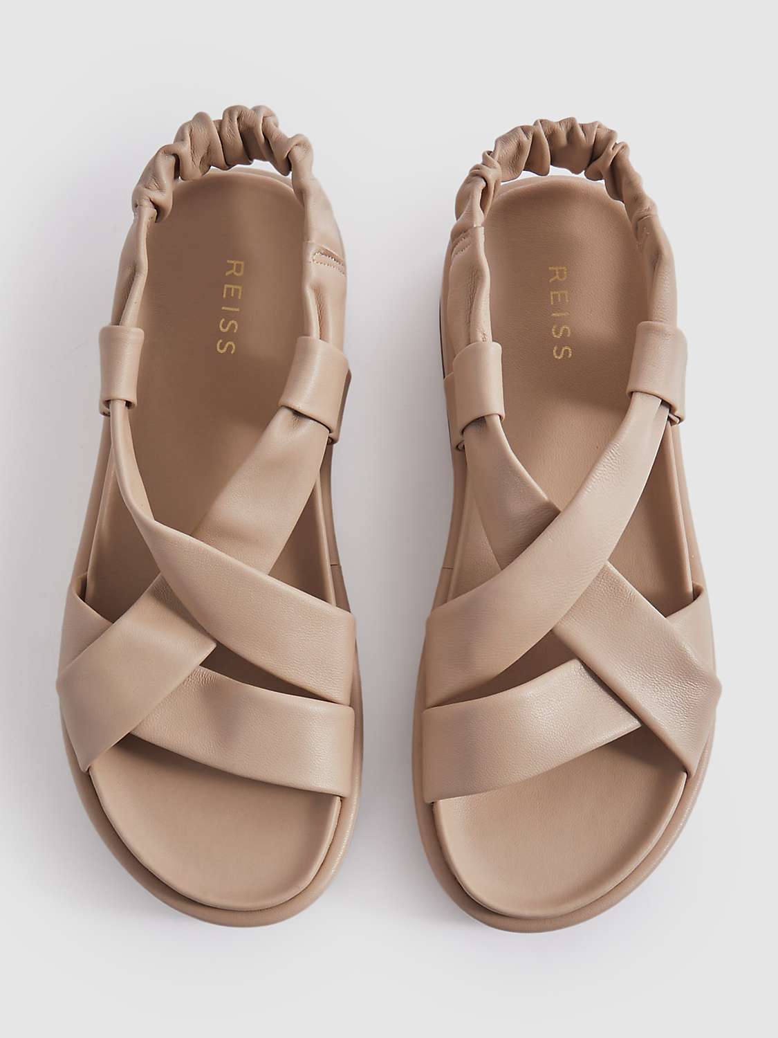Buy Reiss Melanie Leather Flatform Sandals, Nude Online at johnlewis.com