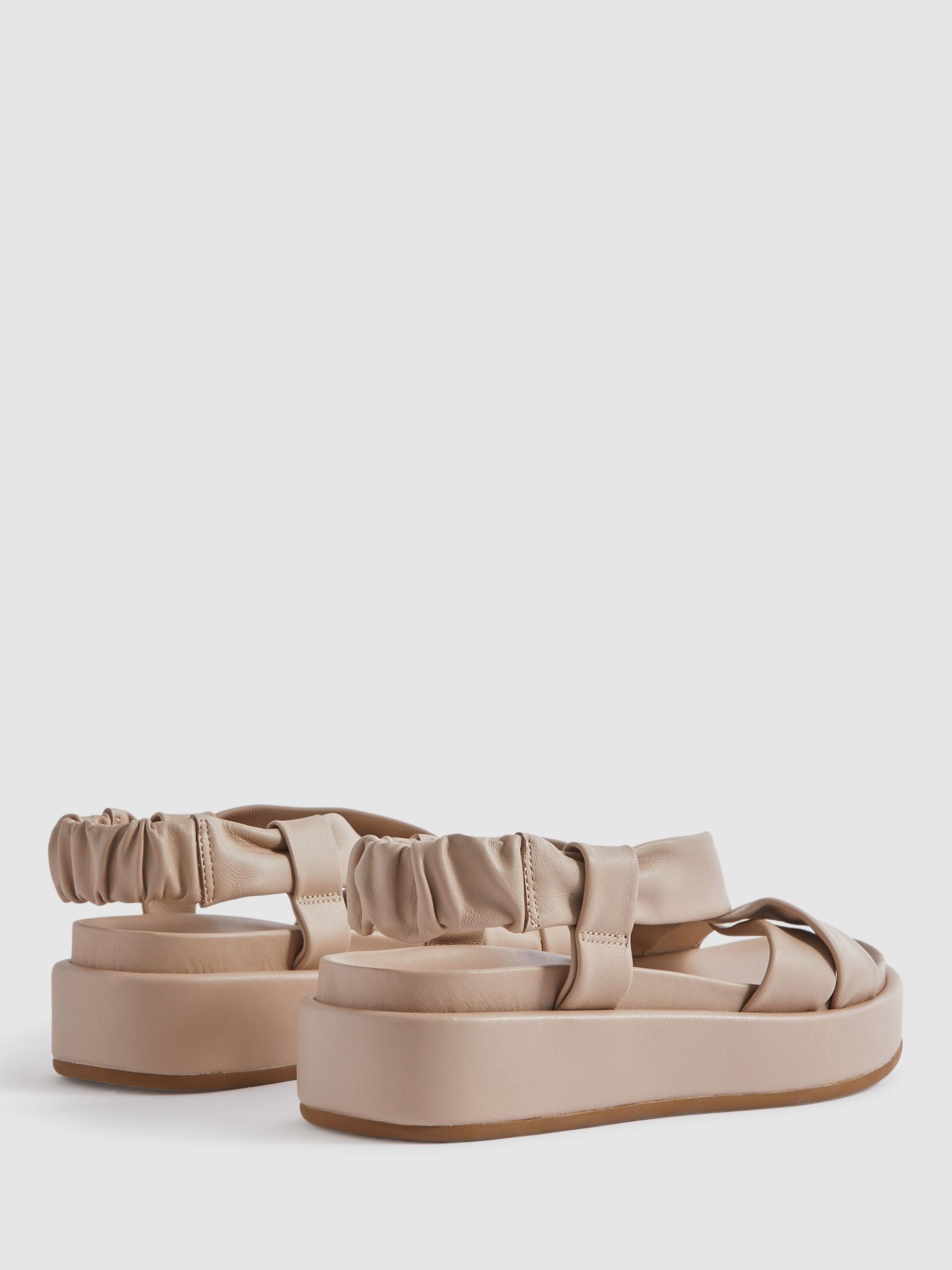 Reiss Melanie Leather Flatform Sandals, Nude, 3