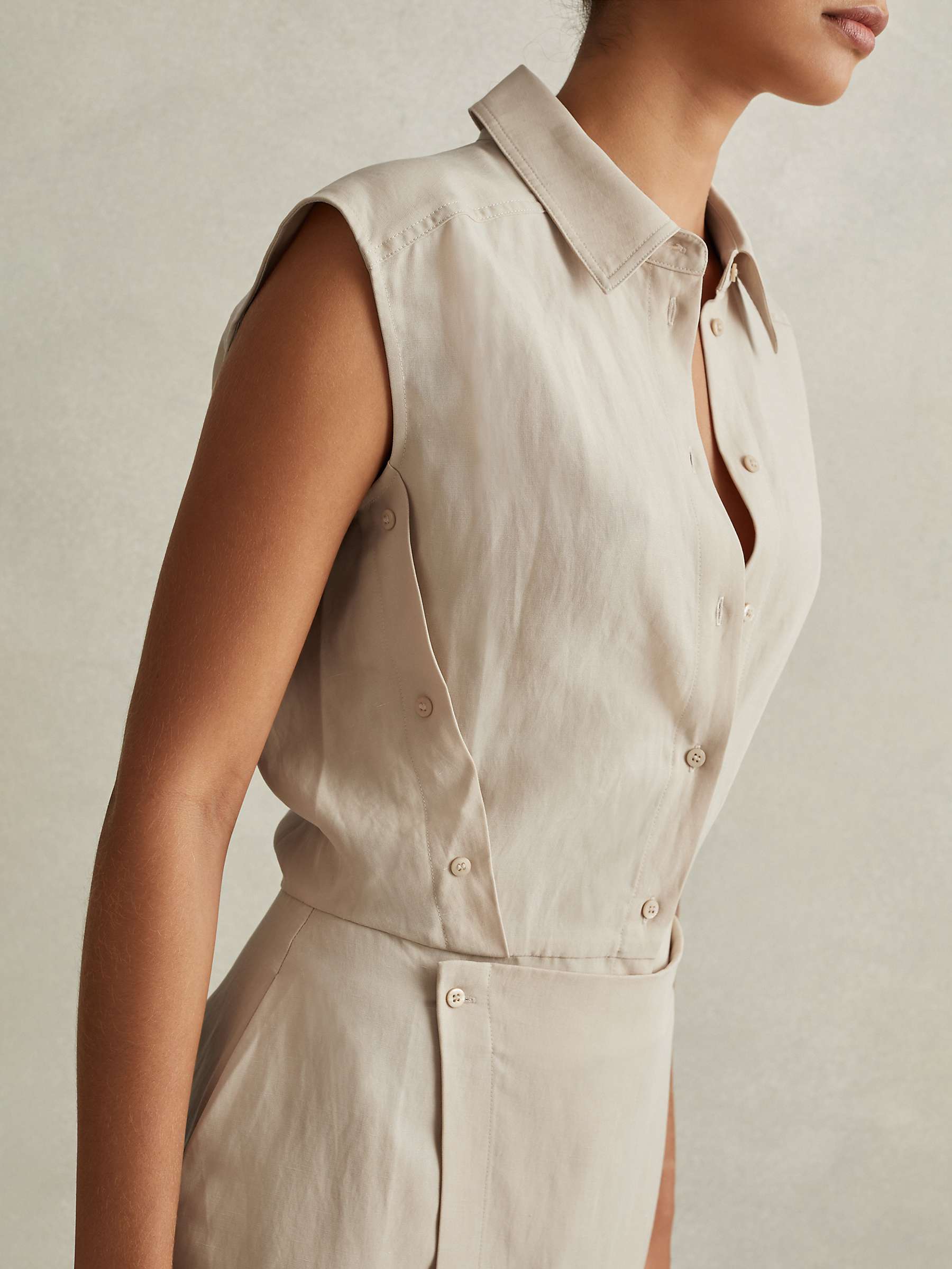 Buy Reiss Yasmin Linen Blend Wrap Front Midi Dress, Neutral Online at johnlewis.com