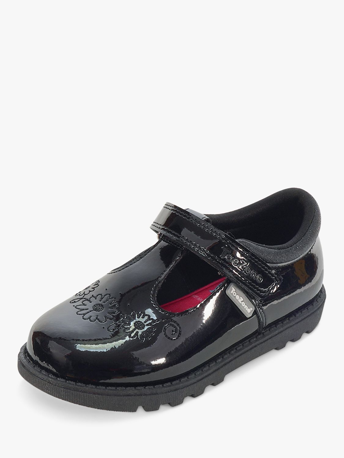 ToeZone Kids' Laura Patent Leather Unicorn School Shoes, Black, 6 Jnr