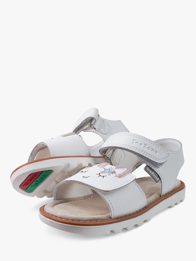 ToeZone Kids' Darcy Unicorn Summer Sandals, White/Multi, 6 Jnr