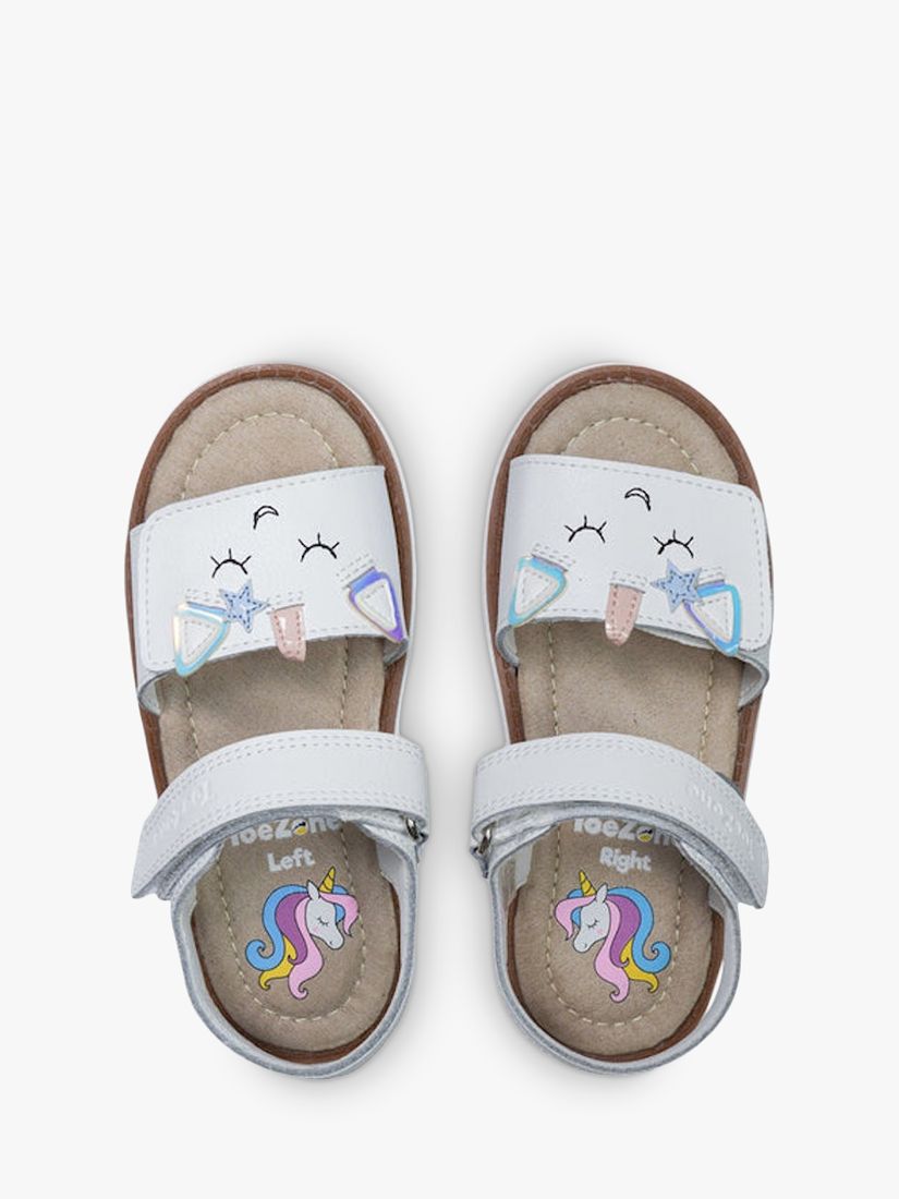 ToeZone Kids' Darcy Unicorn Summer Sandals, White/Multi, 6 Jnr