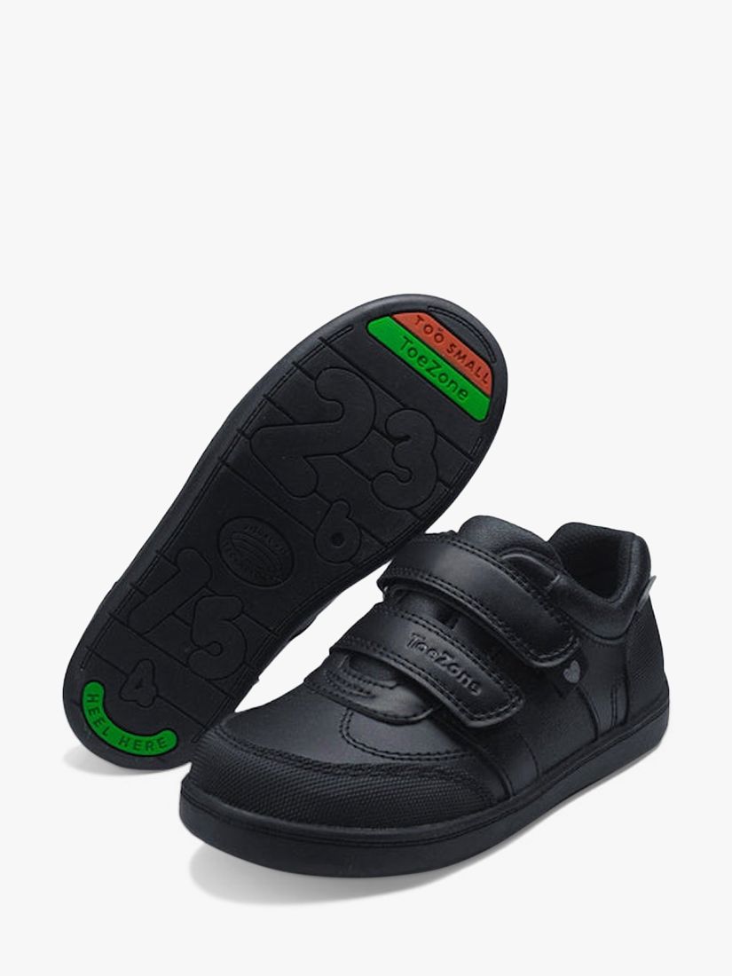ToeZone Kids' Drew Hearts & Sparkles Leather School Shoes, Black, 8 Jnr