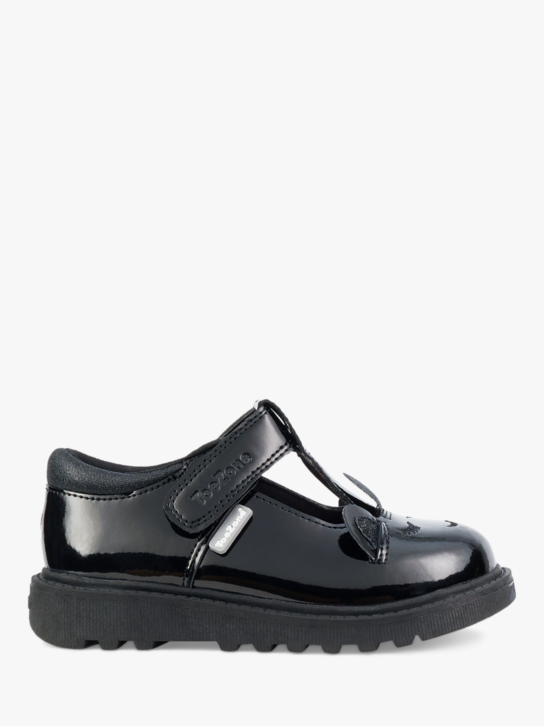 ToeZone Kid's Millie Patent Leather Unicorn School Shoes, Black, 8 Jnr