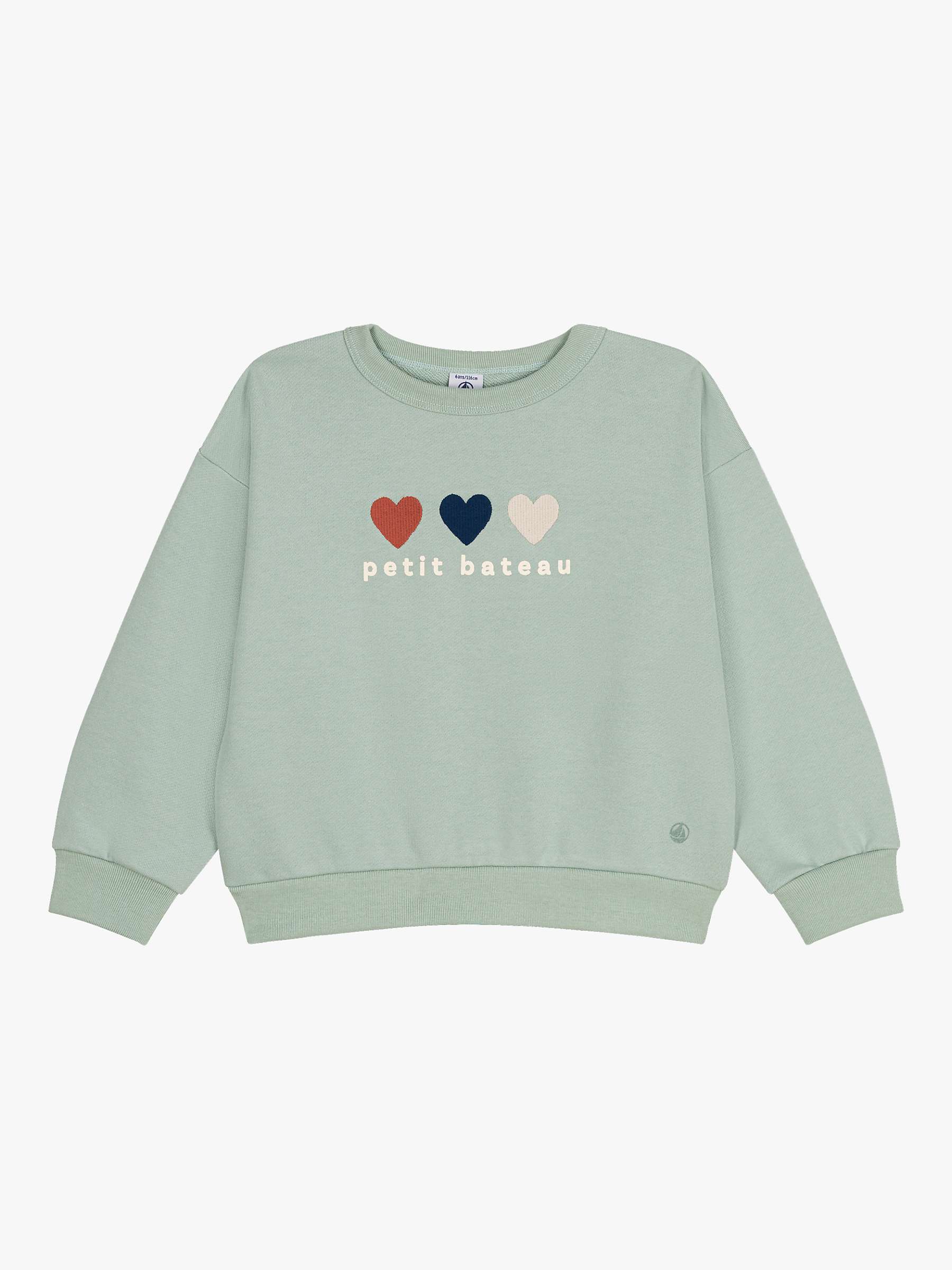 Buy Petit Bateau Kids' Heart Fleece Sweatshirt, Herbier Online at johnlewis.com