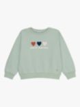 Petit Bateau Kids' Heart Fleece Sweatshirt, Herbier