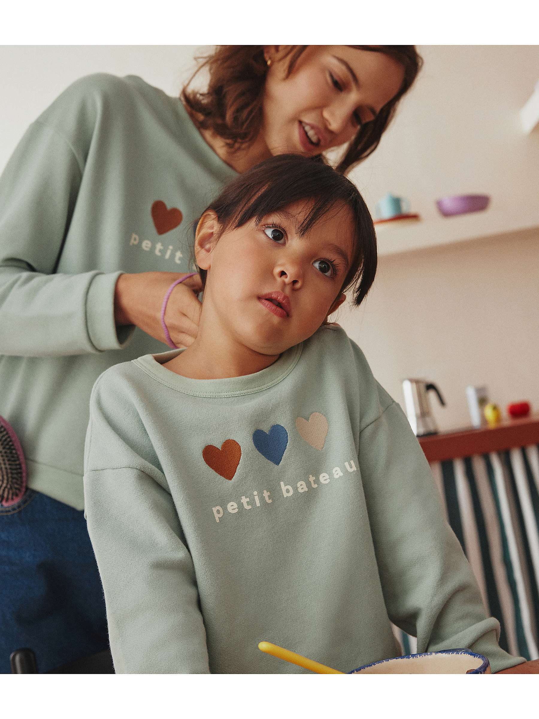 Buy Petit Bateau Kids' Heart Fleece Sweatshirt, Herbier Online at johnlewis.com