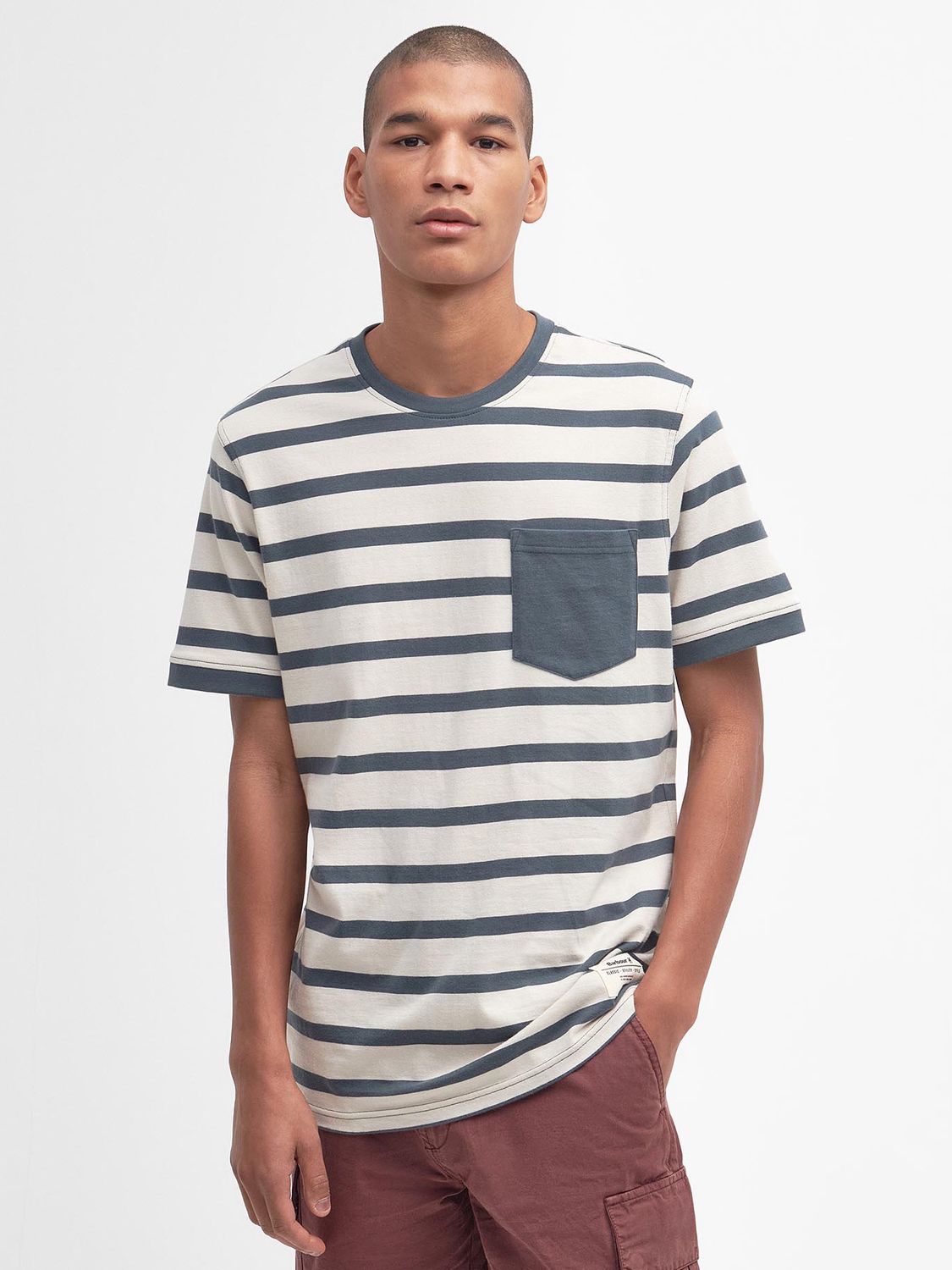 Barbour Handale Stripe T-Shirt, Grey/White, S