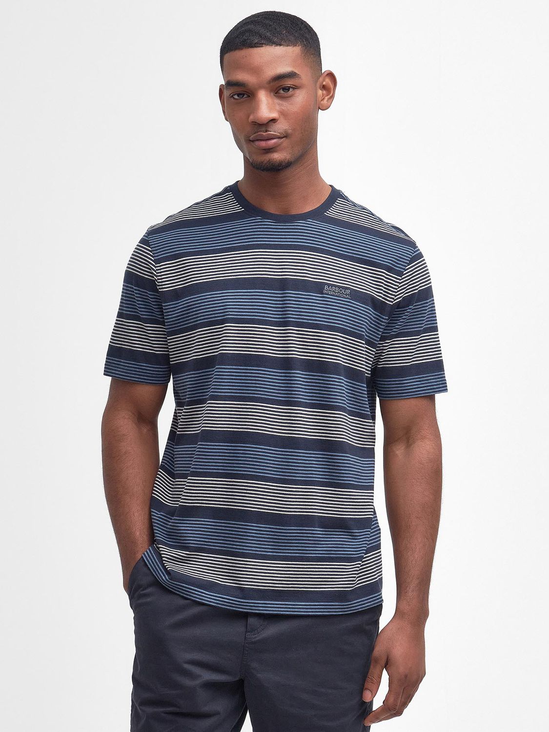 Barbour International Putney Striped T-Shirt, Navy, S