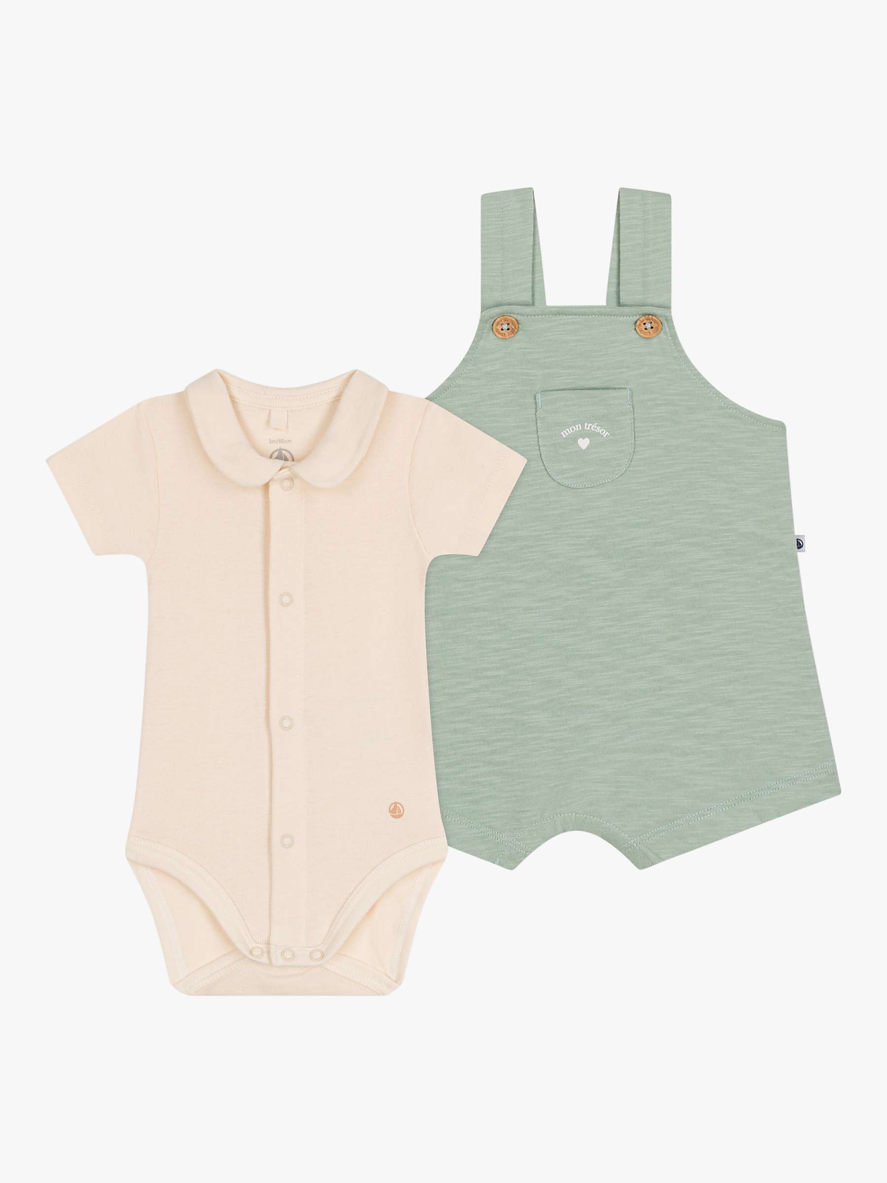 Buy Petit Bateau Baby Jersey Bodysuit & Dungarees Set, Herbier Online at johnlewis.com