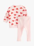Lindex Baby Heart Sweatshirt & Leggings Set, Light Pink/Red