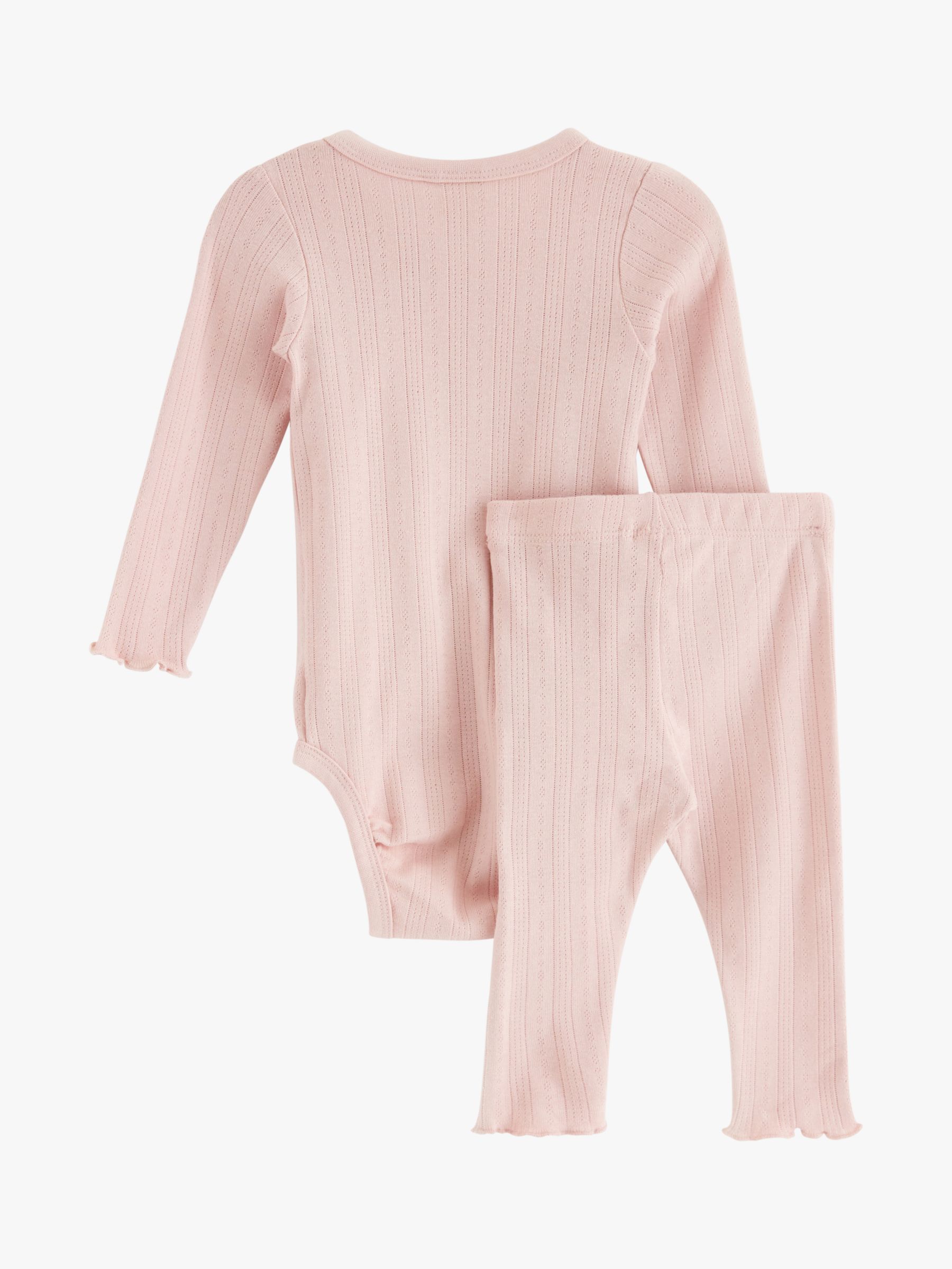 Lindex Baby Organic Cotton Pointelle Wrap Bodysuit & Leggings Set, Light Dusty Pink, 1-2 months