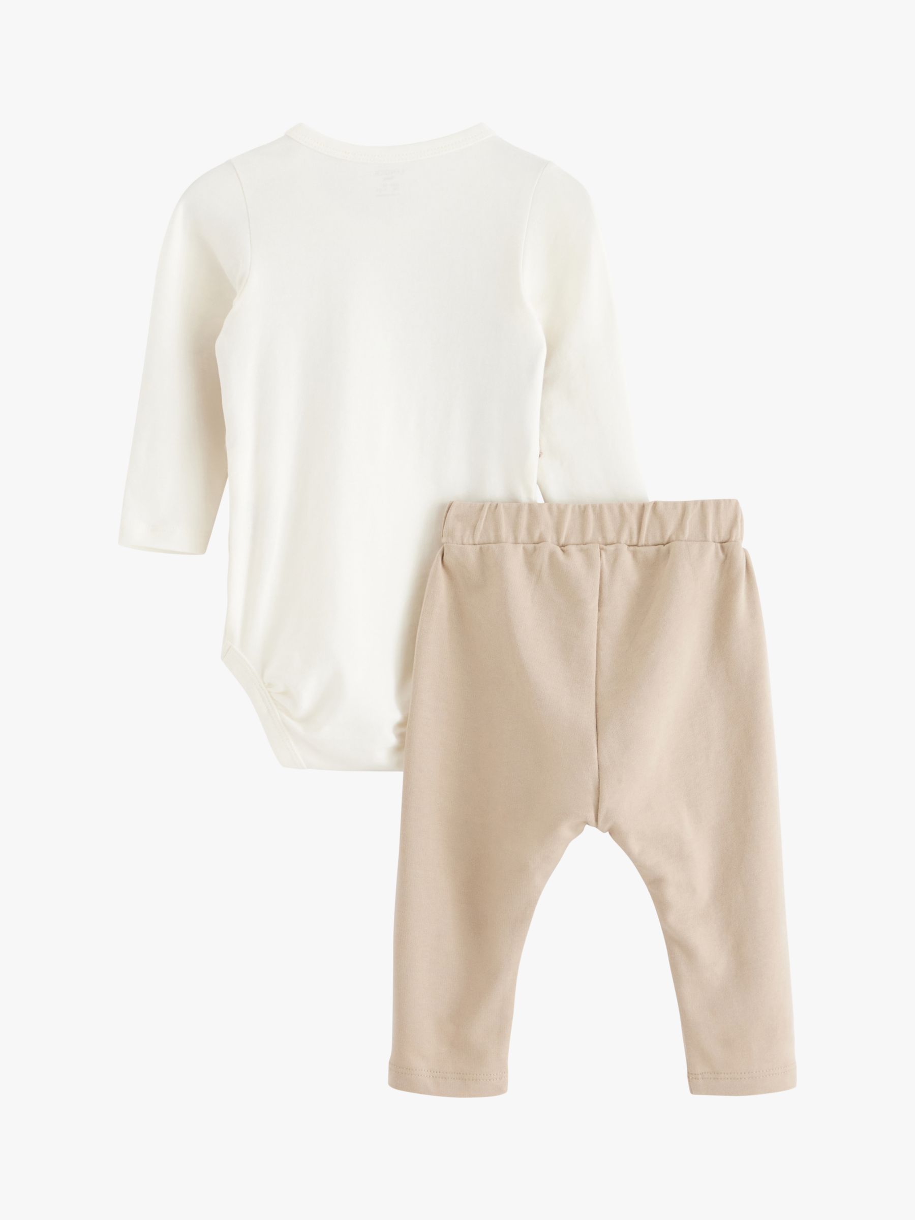 Lindex Baby Smart Vest Bodysuit & Joggers Set, Beige/White, 2-4 months