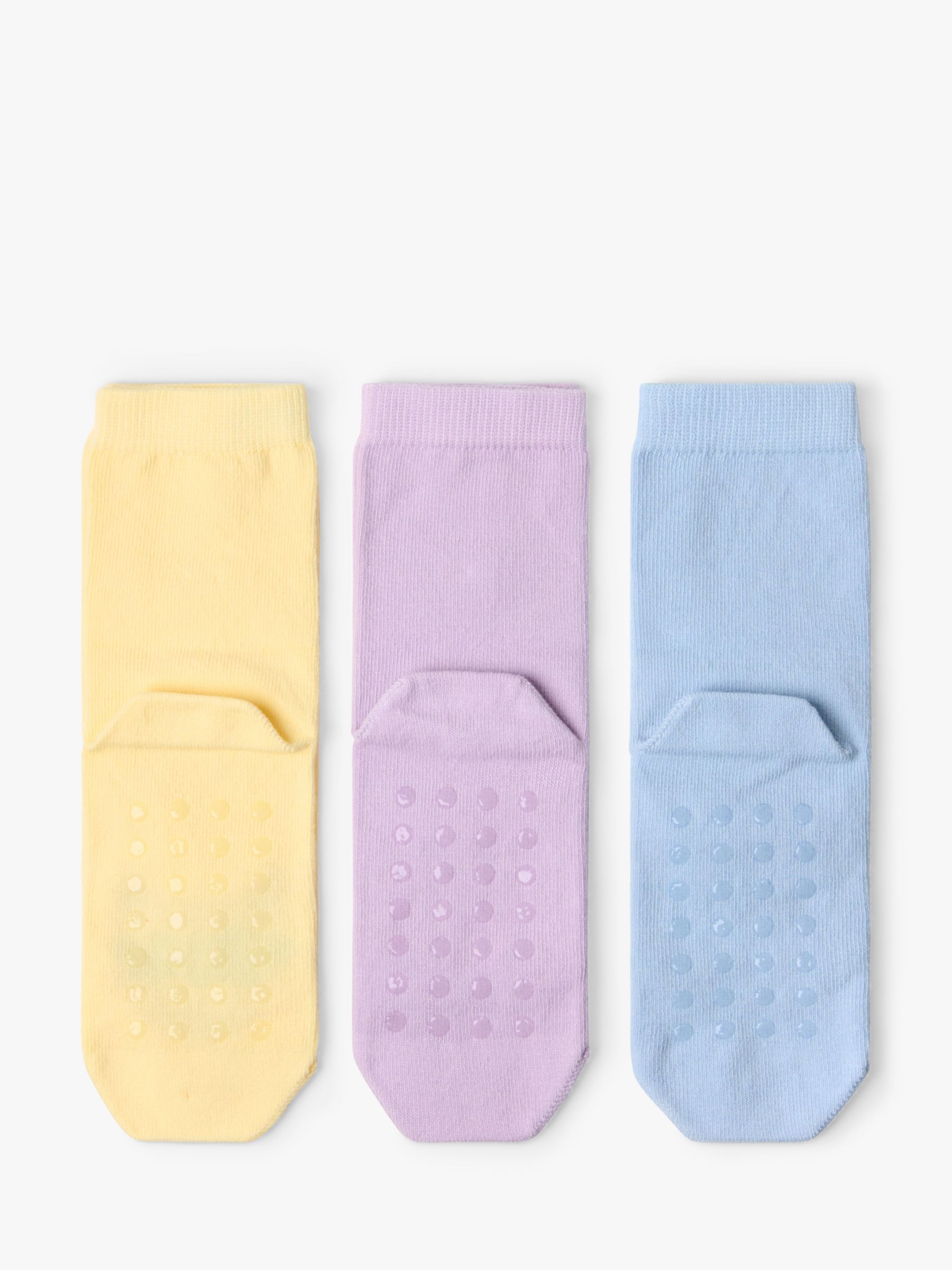 Lindex Baby Anti-Slip Cat Print Socks, Pack of 3, Light Lilac/Multi, 12-24 months