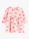 Lindex Baby Organic Cotton Blend Long Sleeve Heart Dress, Light Pink
