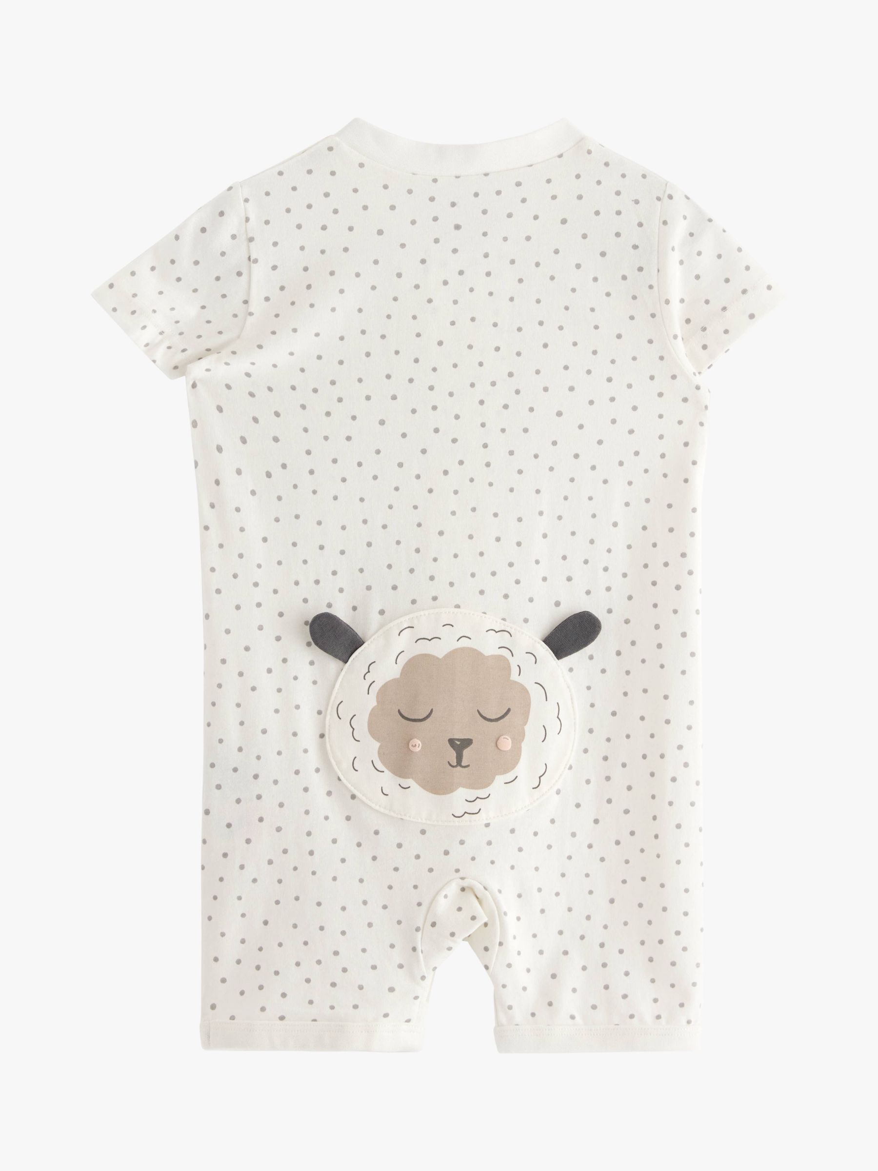 Lindex Baby Organic Cotton Sheep Romper Pyjamas, Light Dusty White, 1-2 months