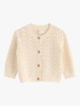 Lindex Baby Organic Cotton Pattern Knit Cardigan, Light Beige
