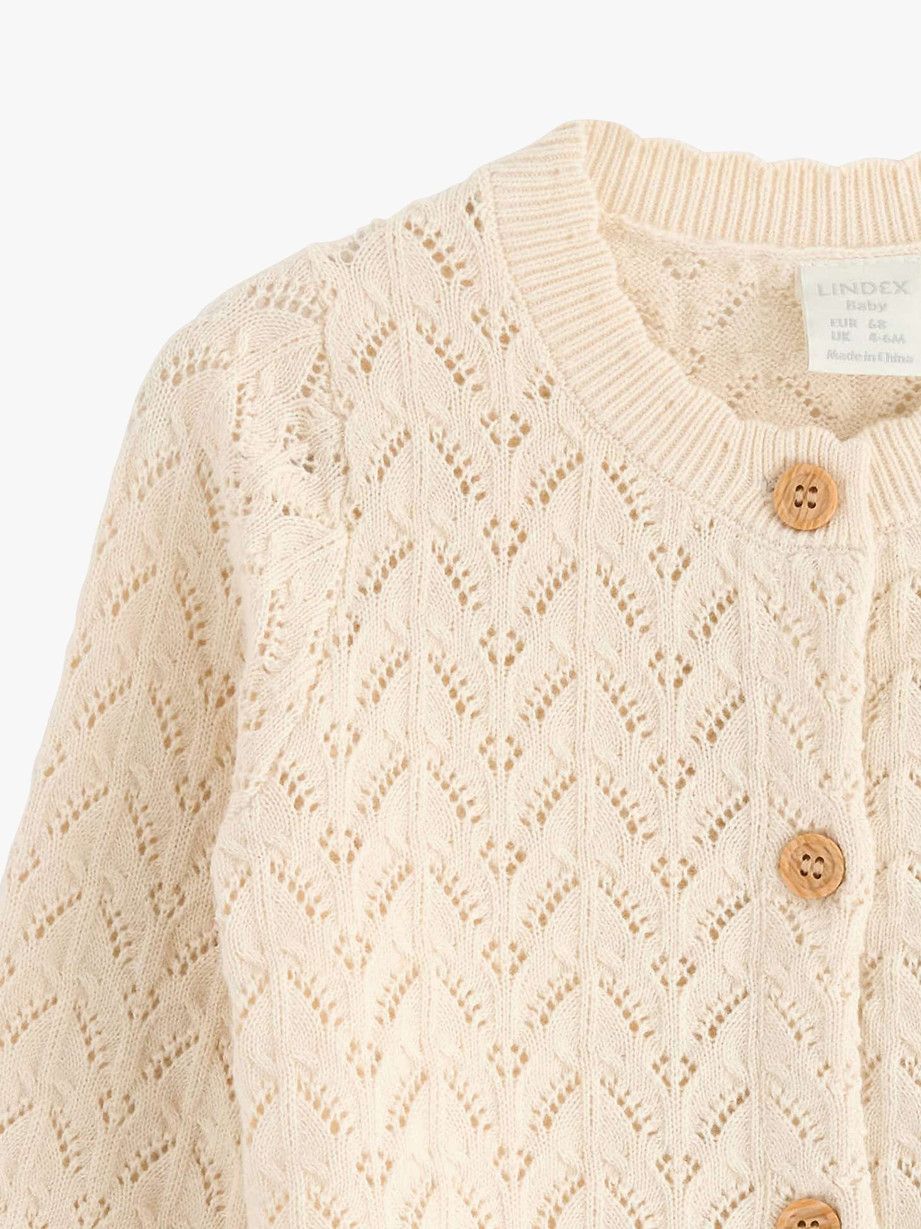 Buy Lindex Baby Organic Cotton Pattern Knit Cardigan, Light Beige Online at johnlewis.com