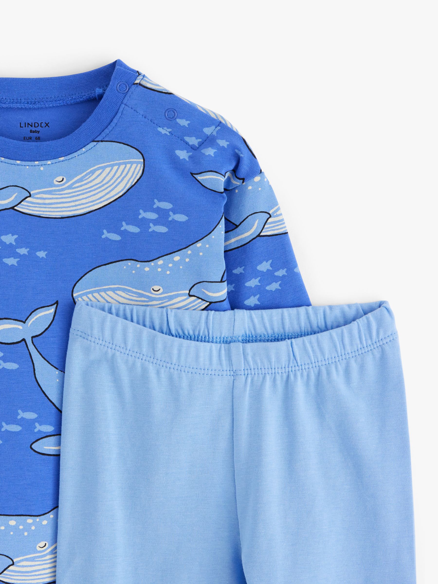 Lindex Baby Whale Top & Leggings Set, Blue, 4-6 months