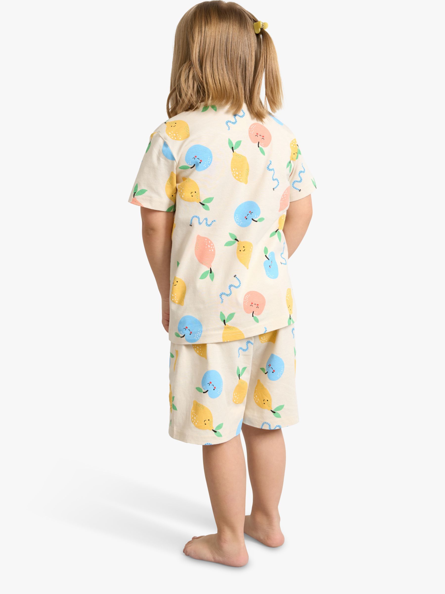 Lindex Kids' Fruit Print Short Pyjamas, Beige/Multi, 18-24 months