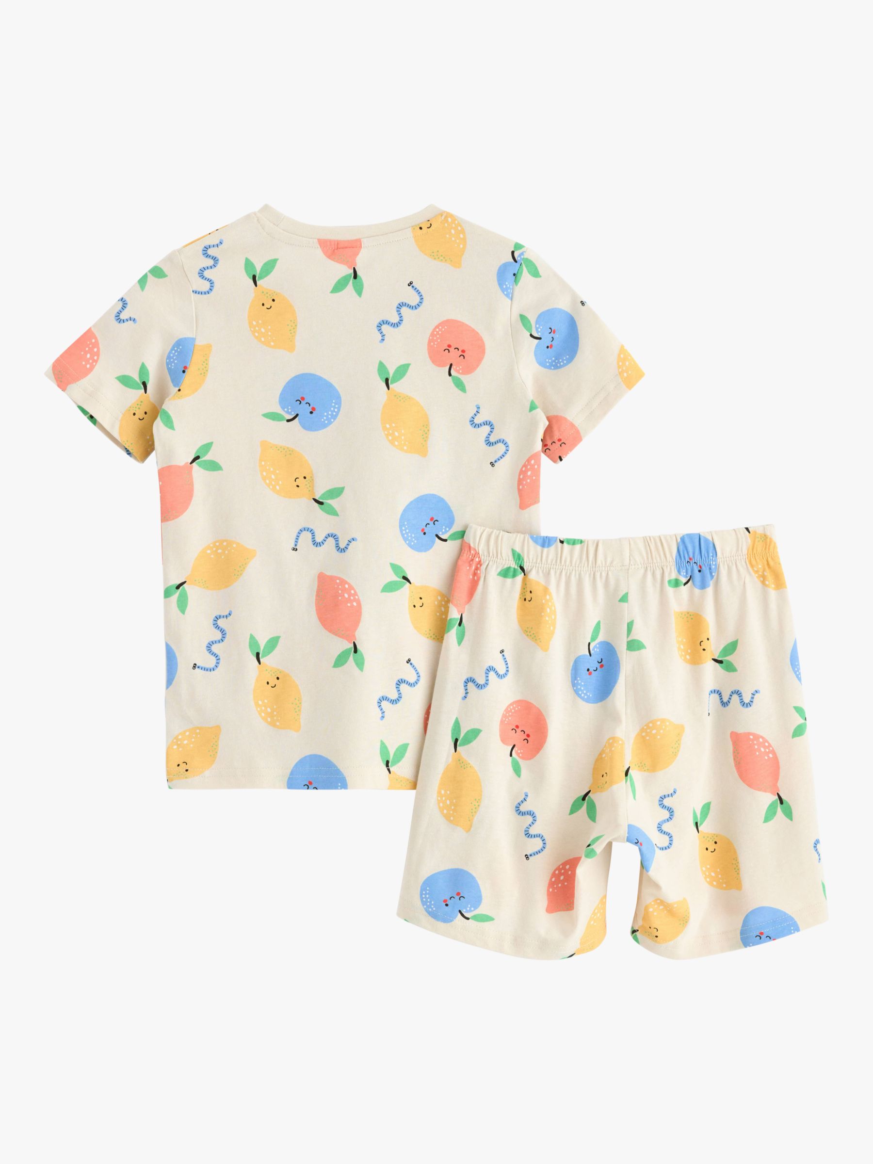 Lindex Kids' Fruit Print Short Pyjamas, Beige/Multi, 18-24 months