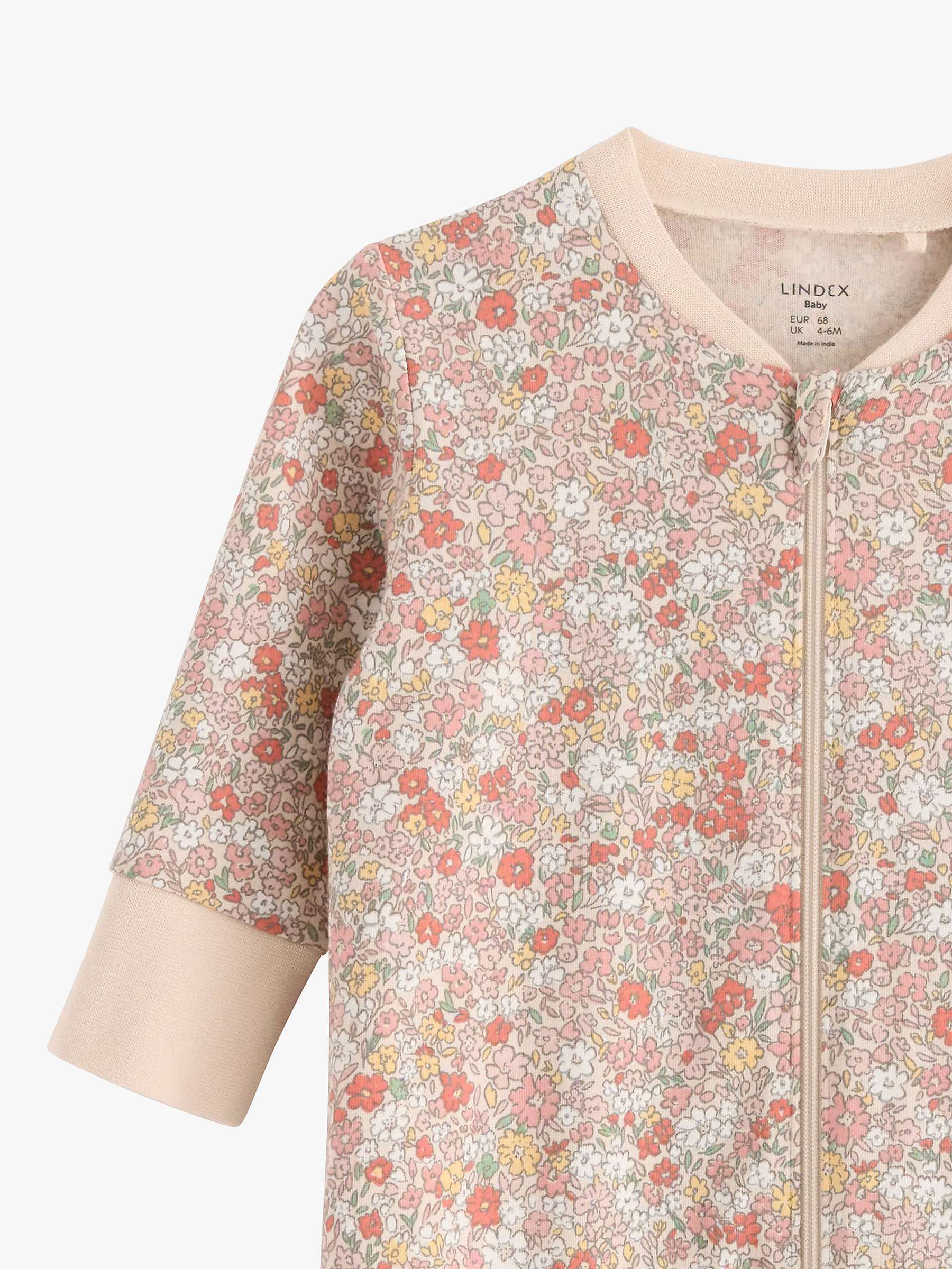 Buy Lindex Baby Organic Cotton Floral Print Pyjamas, Light Pink/Multi Online at johnlewis.com