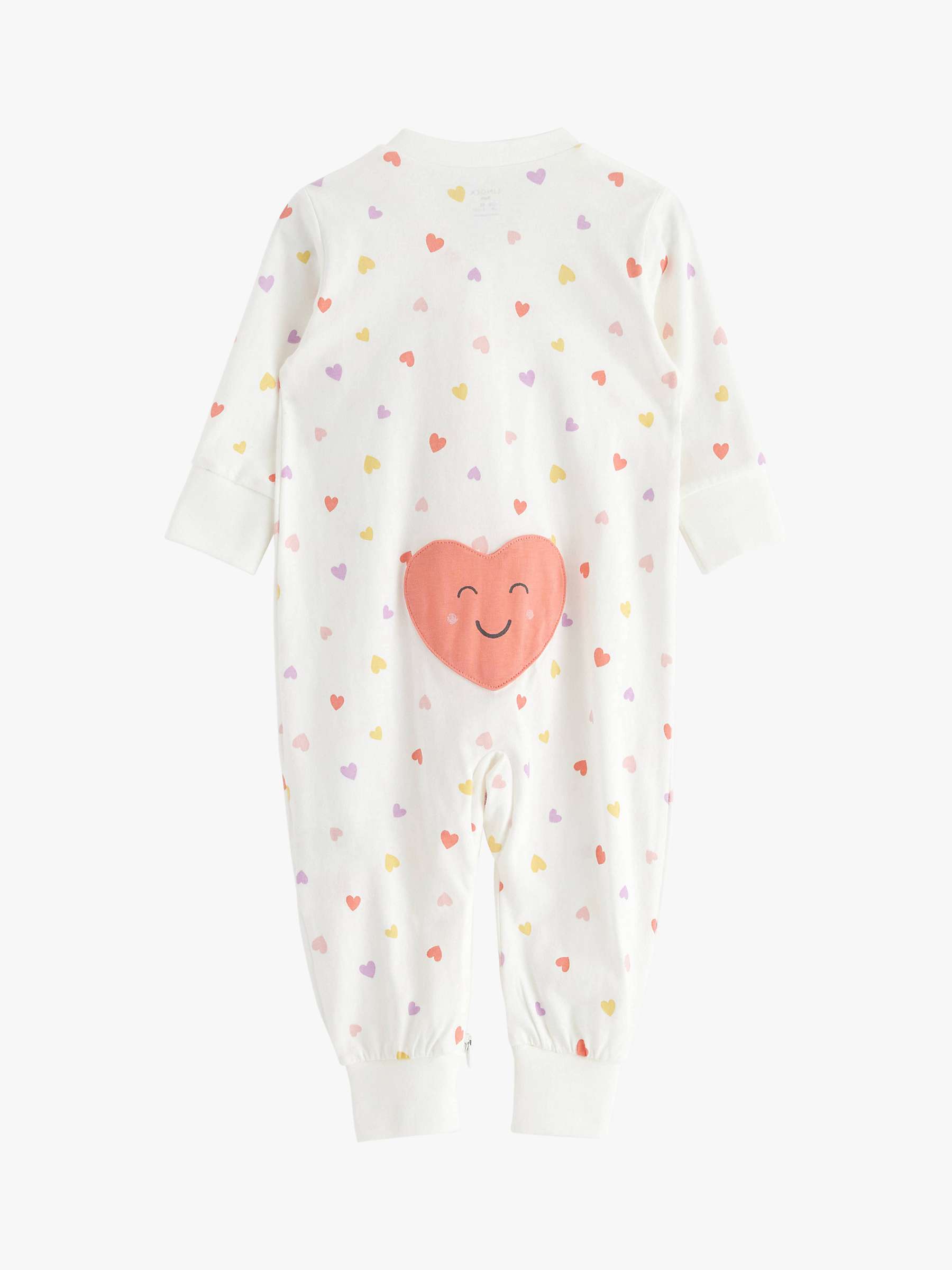 Buy Lindex Baby Organic Cotton Heart Print Sleepsuit, Light Dusty White Online at johnlewis.com