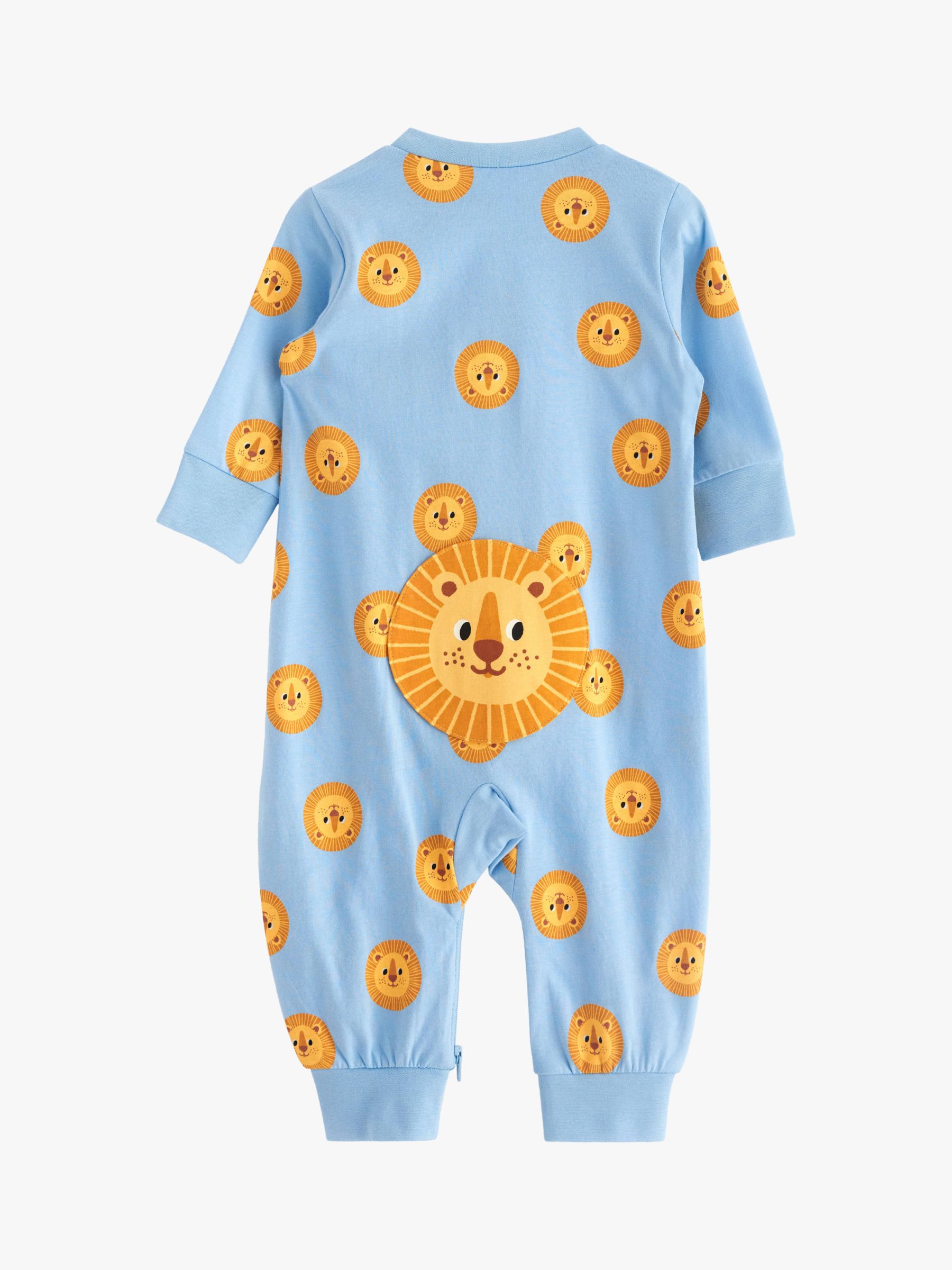 Buy Lindex Baby Organic Cotton Lion Print Sleepsuit, Light Blue Online at johnlewis.com