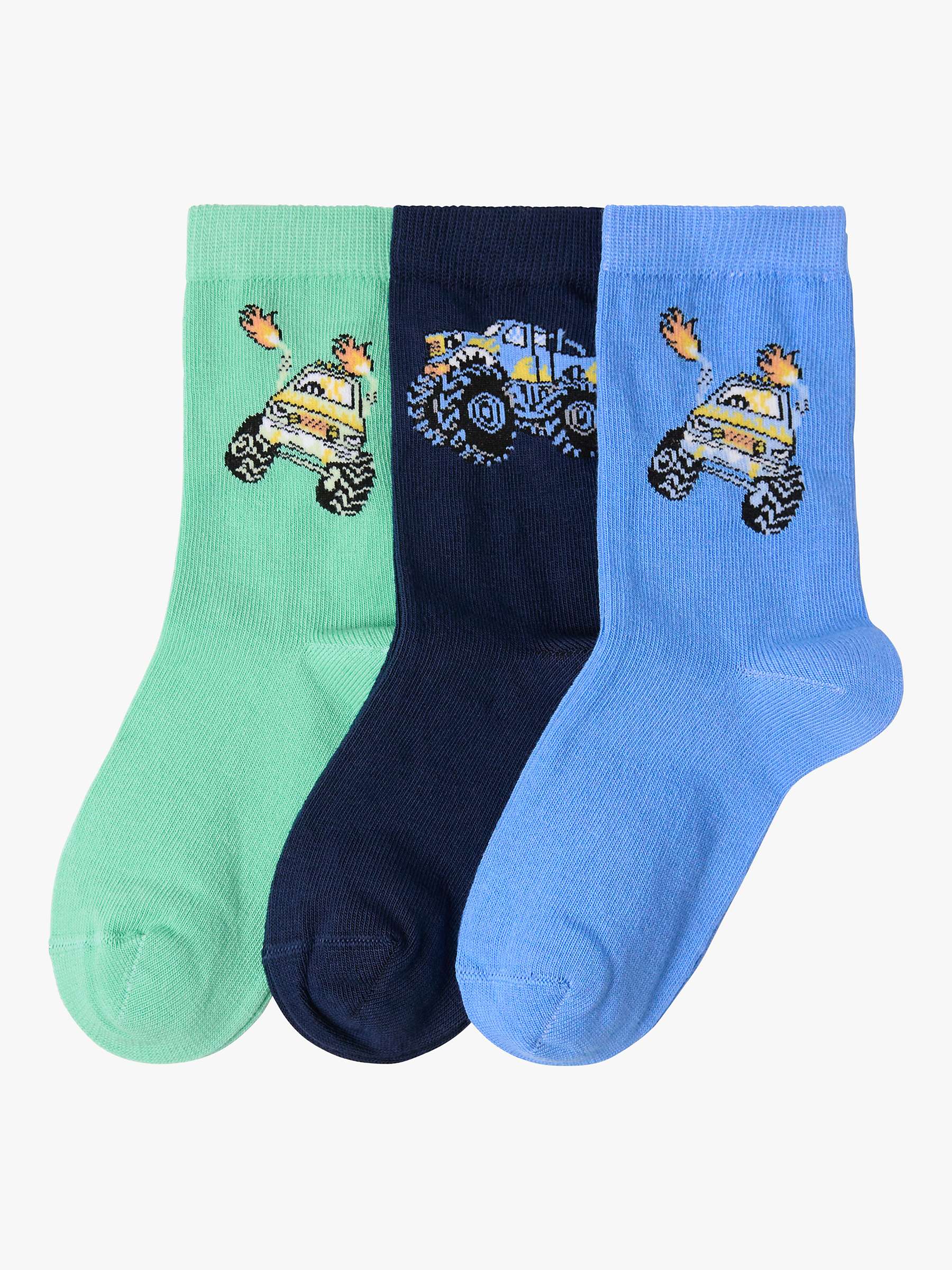 Buy Lindex Kids' Monster Truck Socks, Pack Of 3, Dusty Blue/Multi Online at johnlewis.com