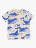 Lindex Baby Organic Cotton Whale Print Short Sleeve Top, Light Beige/Blue